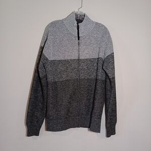 7 Diamonds Luxe Soft Mens Full Zip Stripe Sweater Vienna Size L